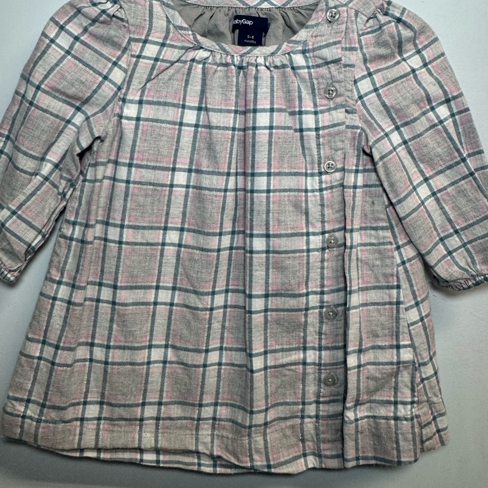 BABY GAP Grey & Pink plaid dress